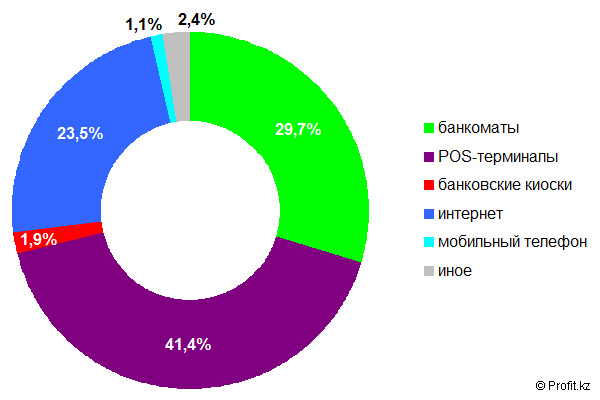 Структура безналичных платежей в Казахстане в 2013 году