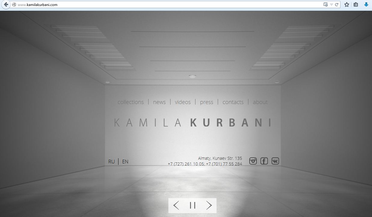 Сайт дизайнера одежды Камилы Курбани