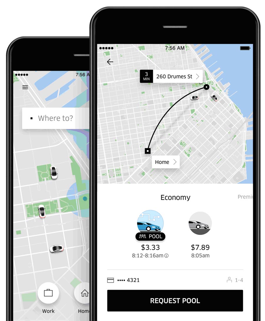 Uber подскажет стоимость и время поездки